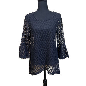 Simply Noelle Black Open Lace Crochet Bell Sleeves Size L/XL Whimsygoth Fairy